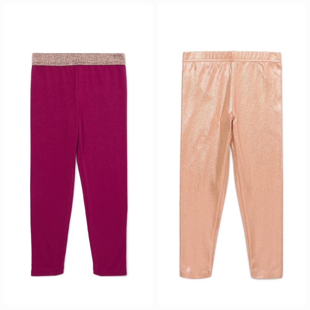 Girls Leggings, 2-Pack Pink and Rose Gold Leggings Size 6